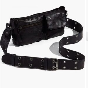 Free People Black Leather Wade Bag